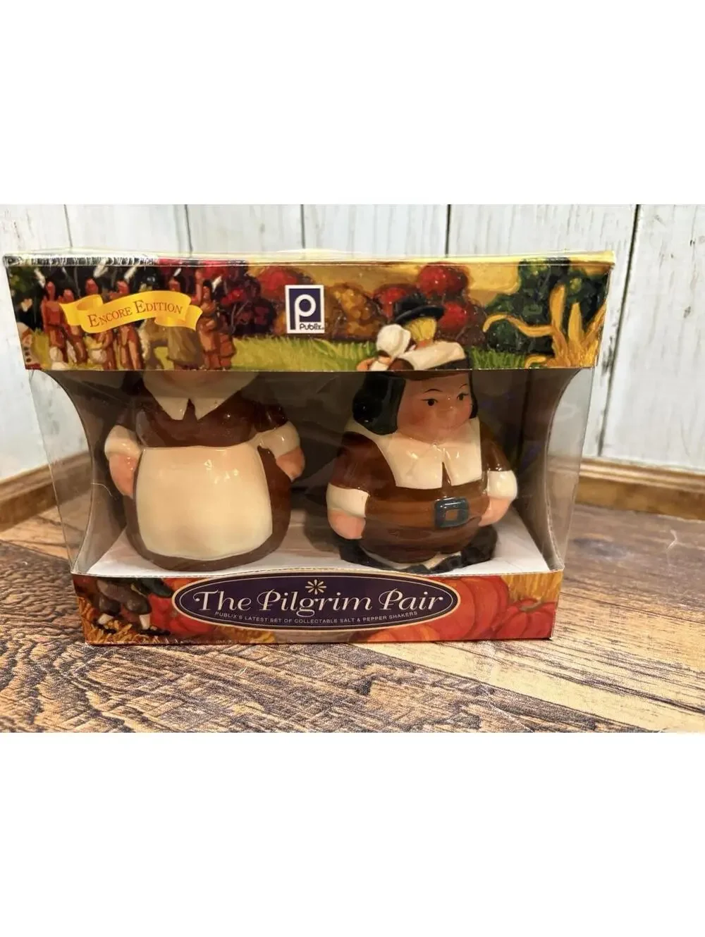 Publix The Pilgrim Pair Salt & Pepper Shakers Encore Edition Thanksgiving NEW